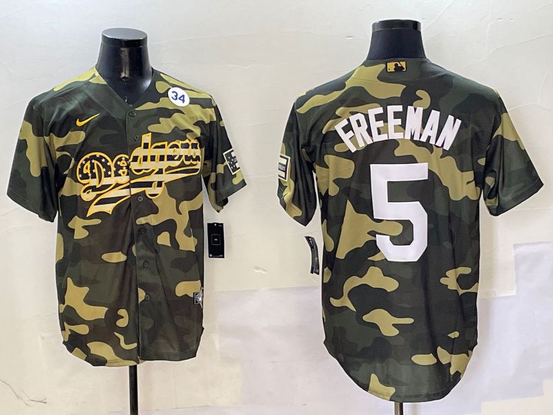 Men Los Angeles Dodgers 5 Freeman Camo Joint Name 2025 Nike MLB Jersey style 6